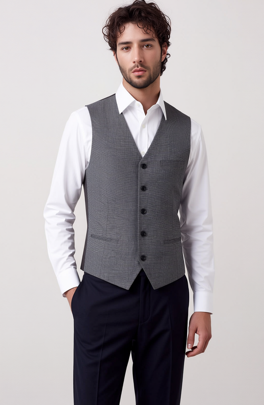 Gilet de costume classique pour homme à motif pied-de-poule coupe ajustée
