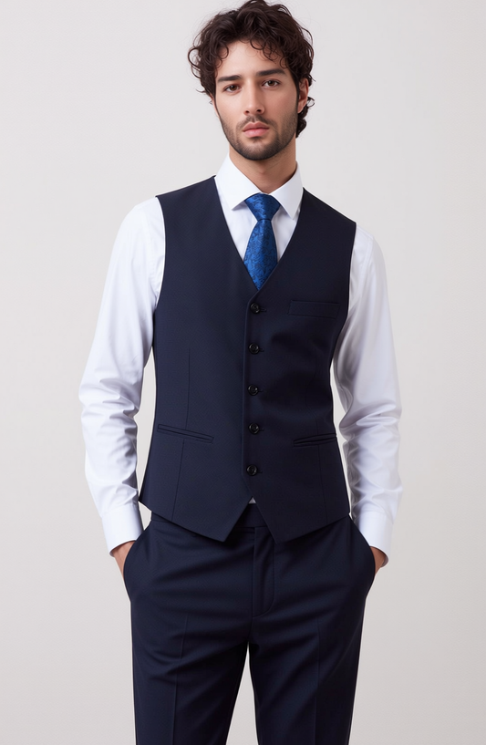 Men's Classic Navy Slim-Fit Suit Vest