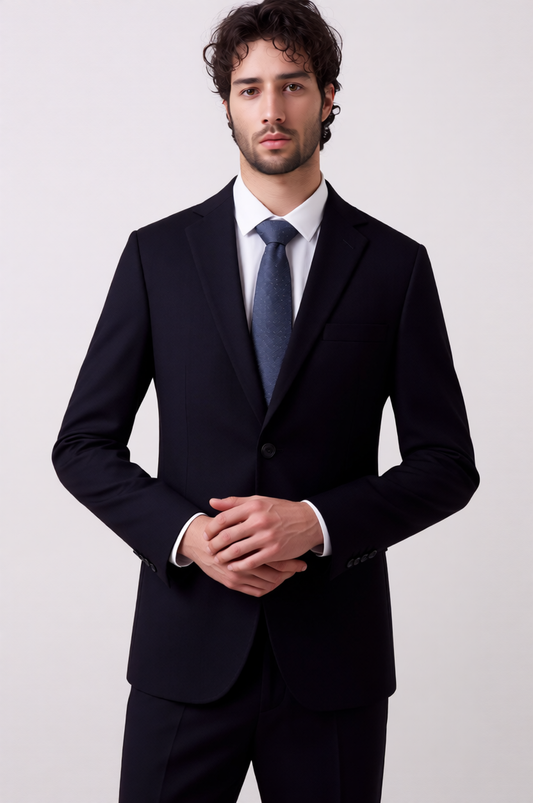 Ensemble de costume noir pour homme, coupe ajustée classique, tissu micro-extensible
