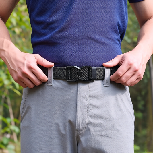 Men's Hexagonal Patch Elastic Belt - Quick-Release Alloy Buckle Stretch Belt
