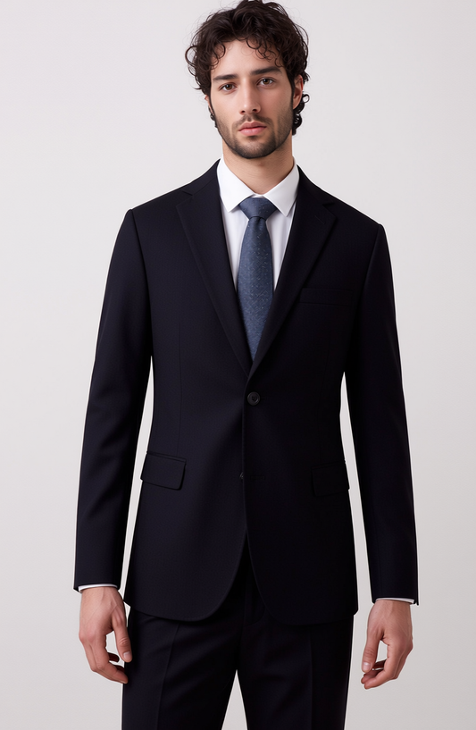 Ensemble de costume noir pour homme, coupe ajustée classique, tissu micro-extensible