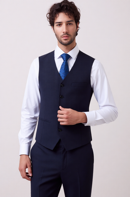Men's Classic Navy Slim-Fit Suit Vest