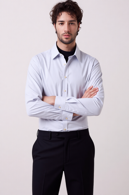 Men's 200S 4-Ply 100% Long-Staple Cotton Non-Iron Business Dress Shirt