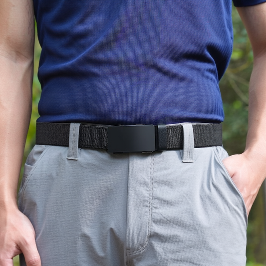 Men's Stretch Woven Elastic Belt - Automatic Alloy Buckle Punch-Free Casual Belt