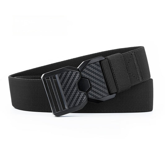 Men's Hexagonal Patch Elastic Belt - Quick-Release Alloy Buckle Stretch Belt